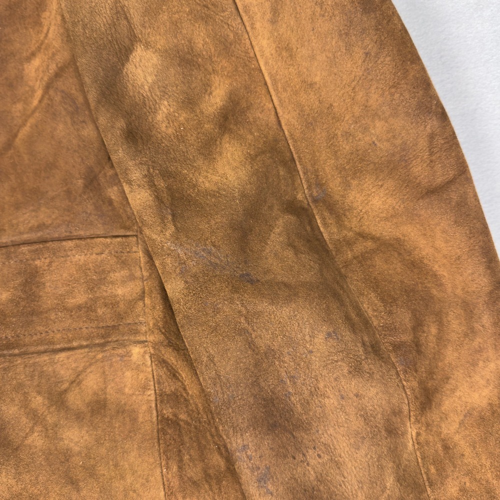 Vintage 70s Swagger Suede Blazer DuPont Quilon Brown Sport Coat Notch Lapel 42 - Picture 14 of 14